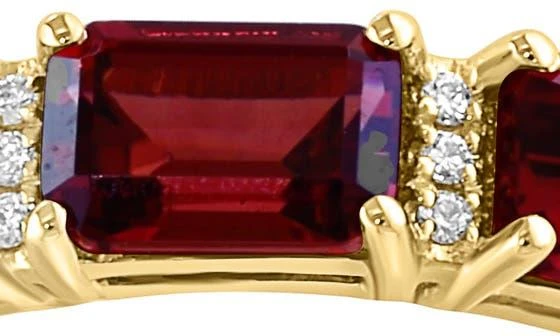 Effy 14K Yellow Gold Garnet 
Diamond Ring - 0.02ct. 2