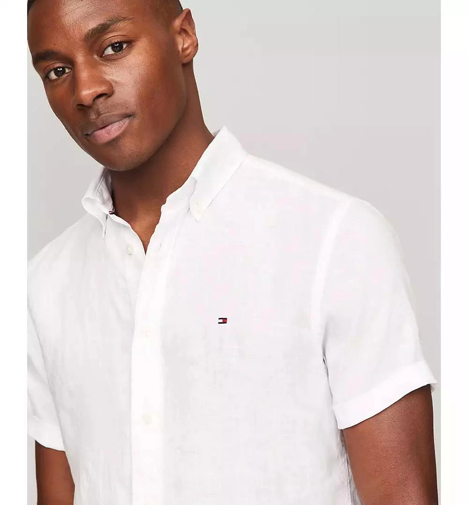Tommy Hilfiger Men's Short Sleeve Button-Down Linen Shirt 3