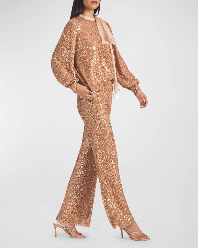 Sachin & Babi Marlena Sequin Blouson-Sleeve Bow Top 2