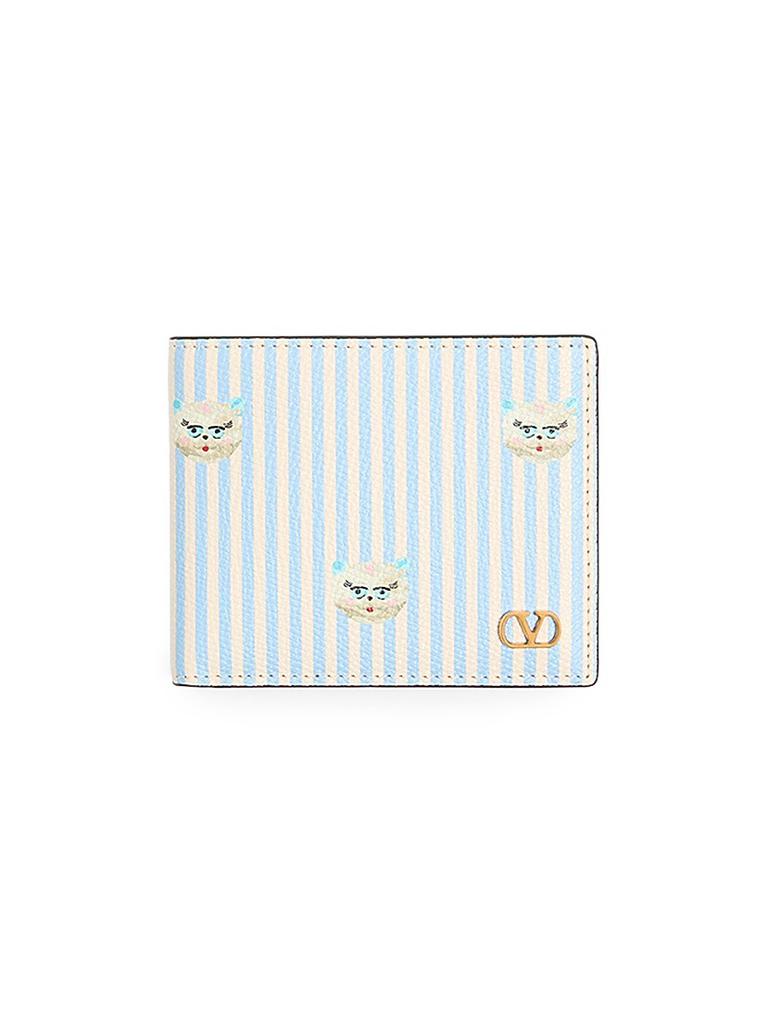 Valentino VLogo Signature Wallet in Grainy Calfskin with Le Chat De La Maison Print