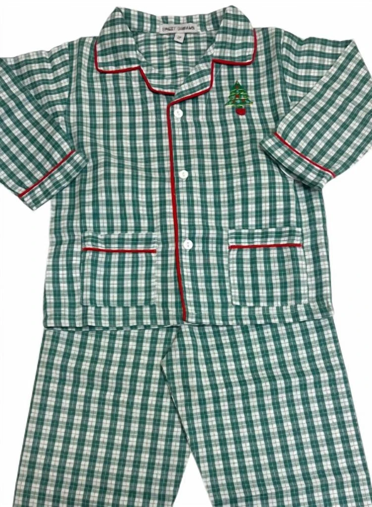 Muguet Collection Muguet Collection - Boy
s Christmas Tree Embroidered Plaid Pajama Set 2