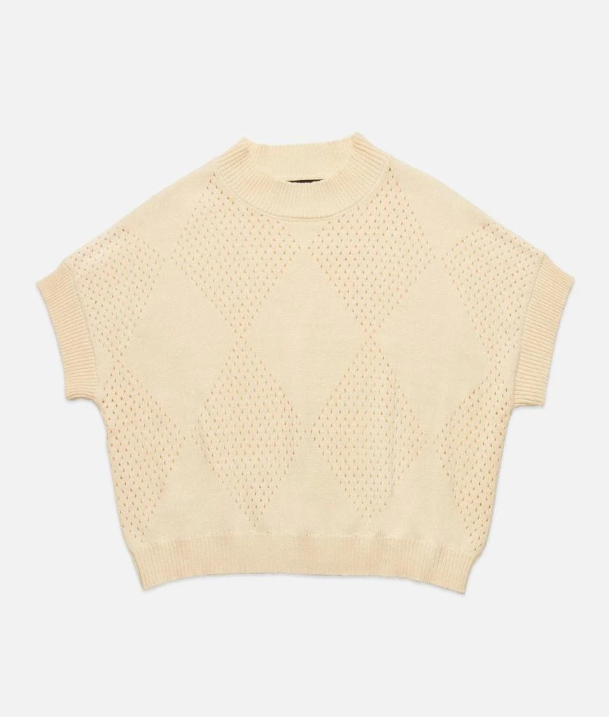 DELUC Women's Nora Pointelle Knit Vest In Ecru 1