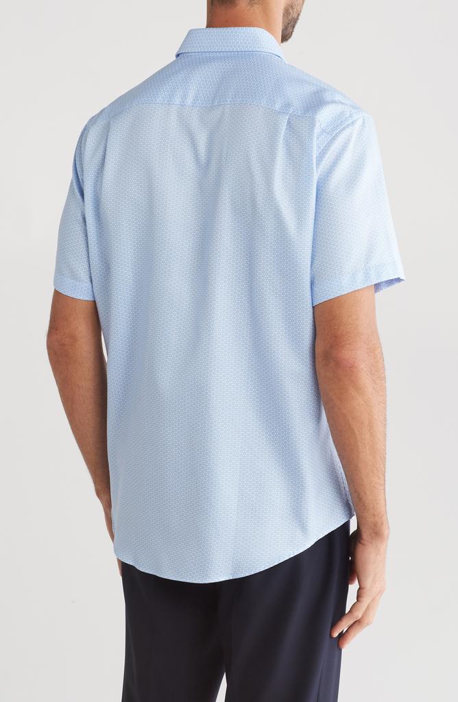 David Donahue Print Cotton Short Sleeve Button-Up Shirt
