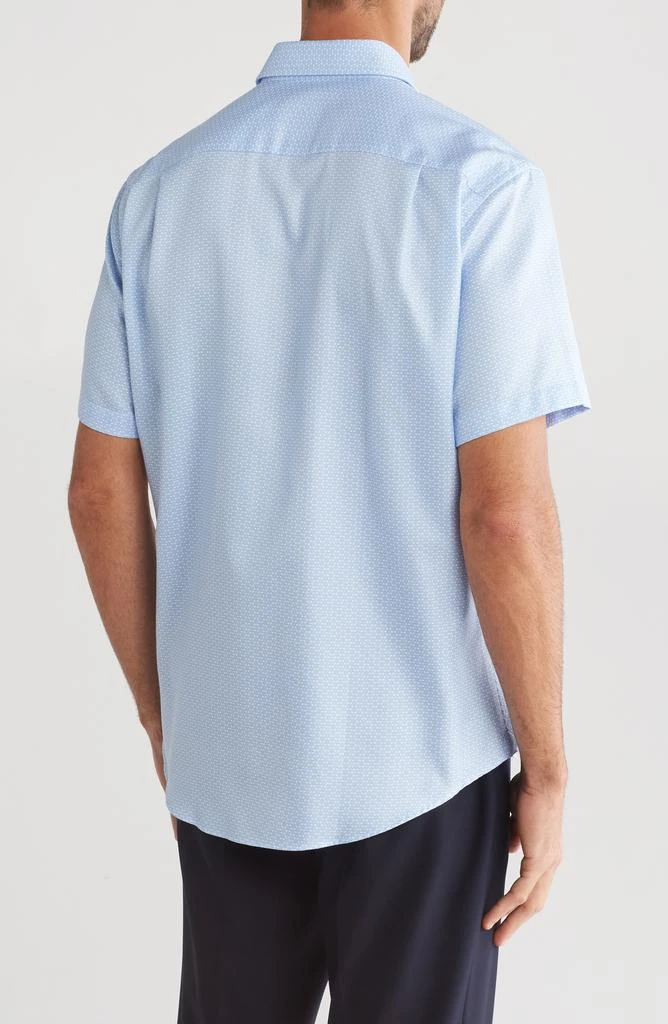 David Donahue Print Cotton Short Sleeve Button-Up Shirt 2