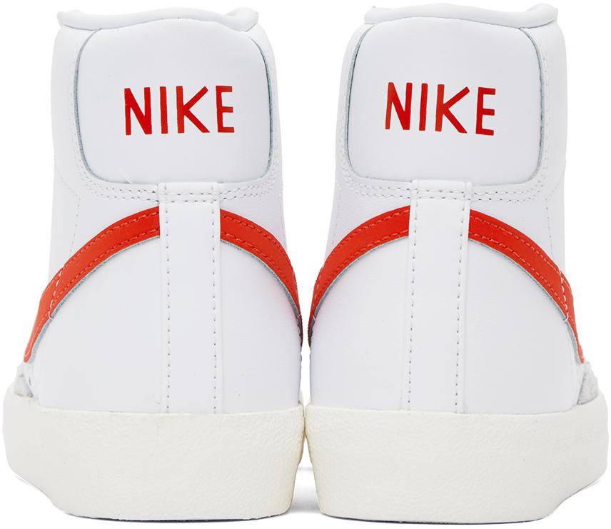 NIKE White & Red Blazer Mid '77 Sneakers