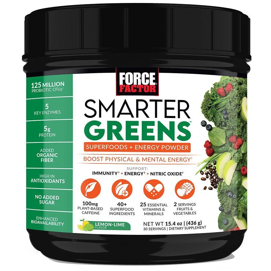 Force Factor Smarter Greens Energy Powder Lemon Lime 1