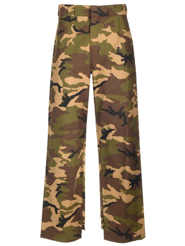 Shop Green Side Zip Camo Trousers on Sale at BeyondStyle