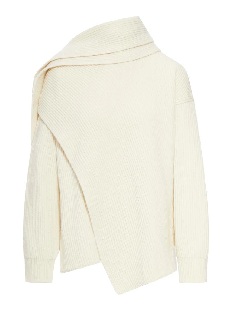 Jil Sander FINE WOOL SWEATER WITH WRAP SCARF DETAILS 1