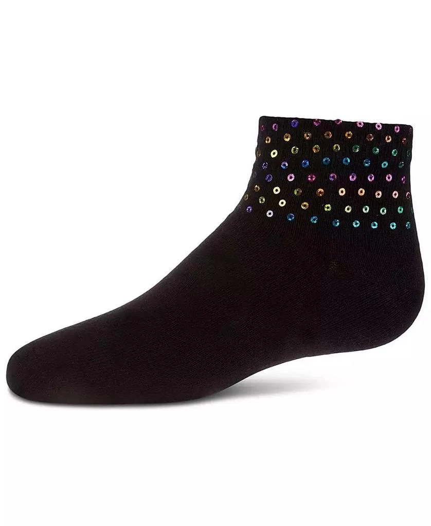 Memoi Little Girls Multicolor Sequin Cotton Blend Anklet Sock