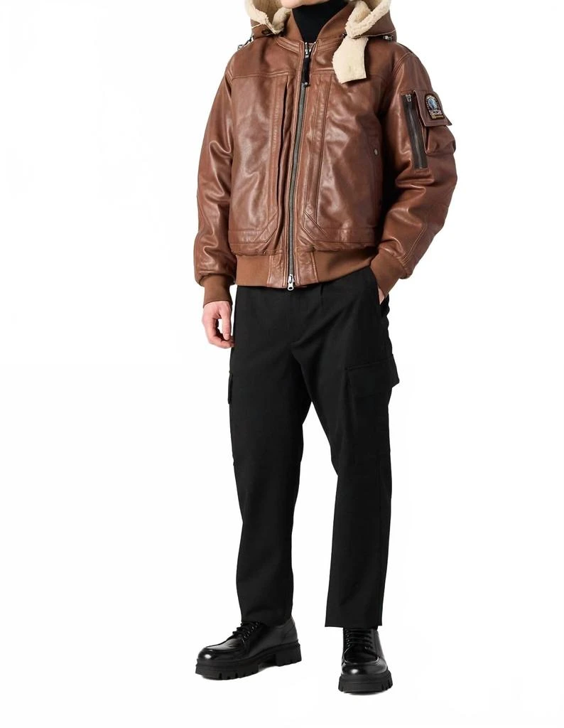 Parajumpers Julius Special Leather Bomber Jacket In Clay 3