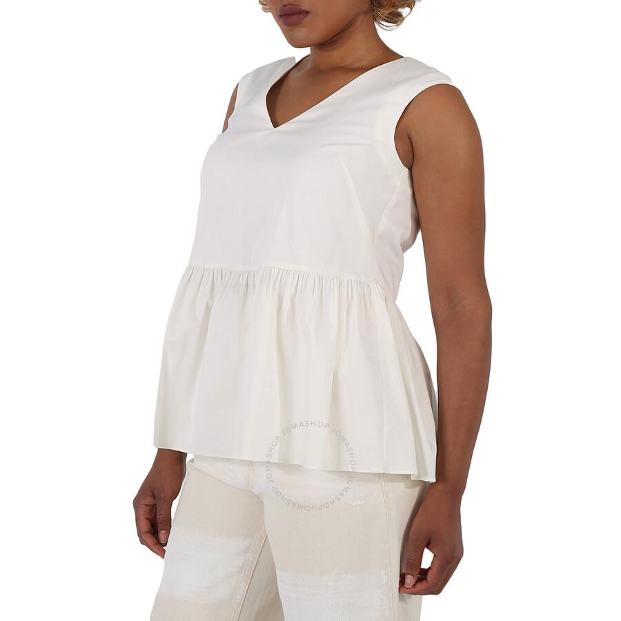 Max Mara Weekend Ladies Nebbie White Peplum Blouse