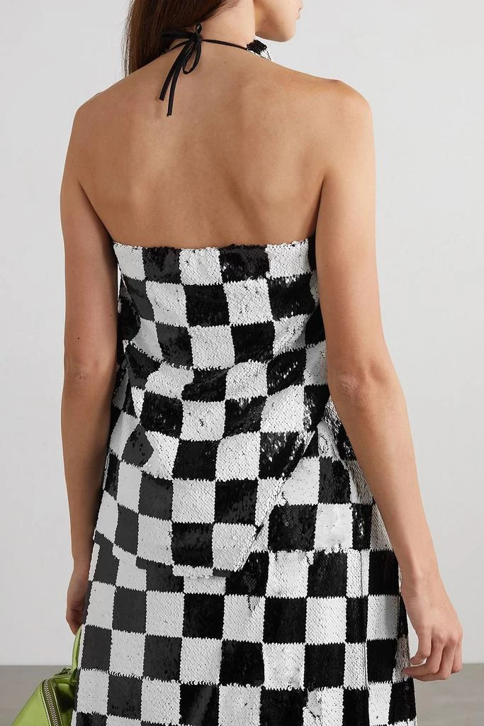 Marques Almeida Asymmetric sequined checked tulle halterneck top 3