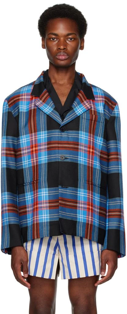 Charles Jeffrey Loverboy Blue Check Blazer 1
