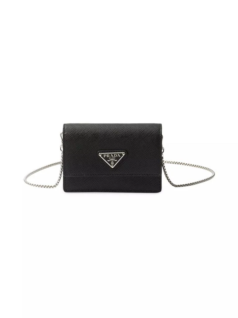 Prada Saffiano Leather Card Holder with Shoulder Strap 1