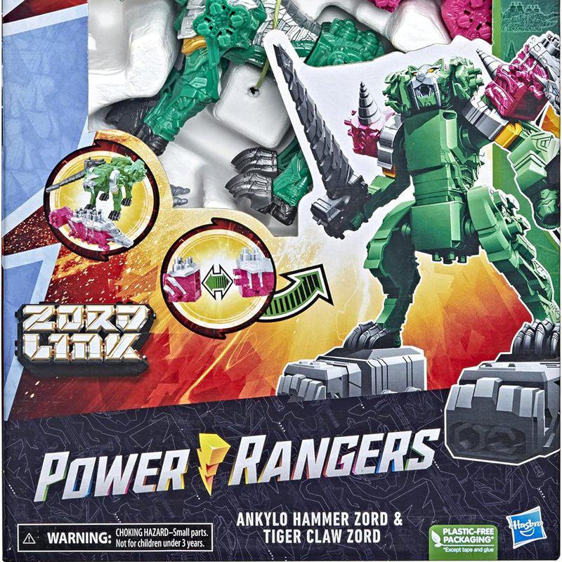 Hasbro Power Rangers Dino Fury Pink Ankylo Hammer And Green Tiger Claw Zord