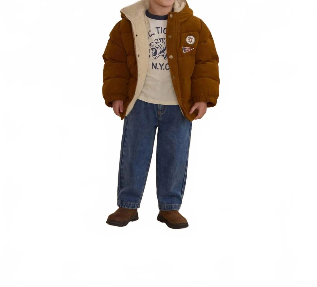 Rylee + Cru Boys Cord Puffer Jacket In Golden