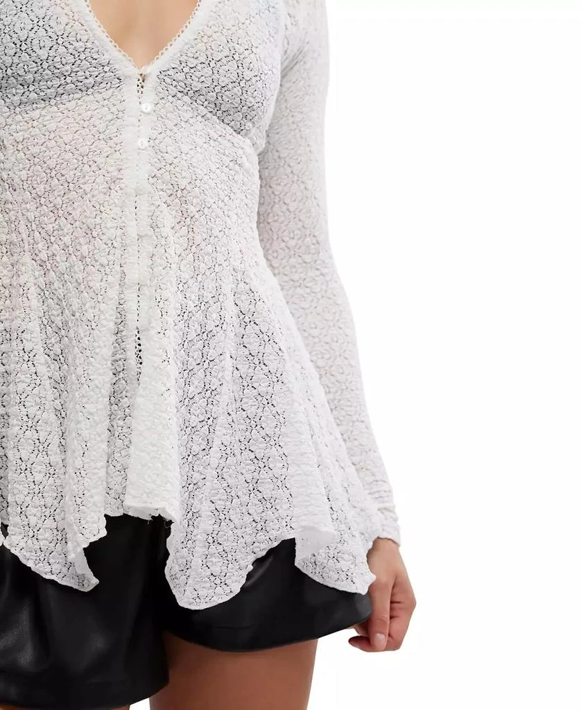 Free People Women's Janey Lace Button-Front Handkerchief-Hem Top 4