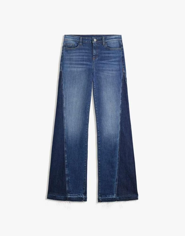 Bershka Bershka Contrast flared jeans in mid blue 2