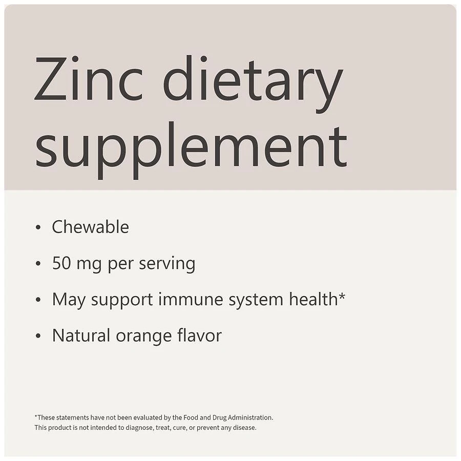 Walgreens Chewable Zinc 50 mg Tablets Natural Orange 6