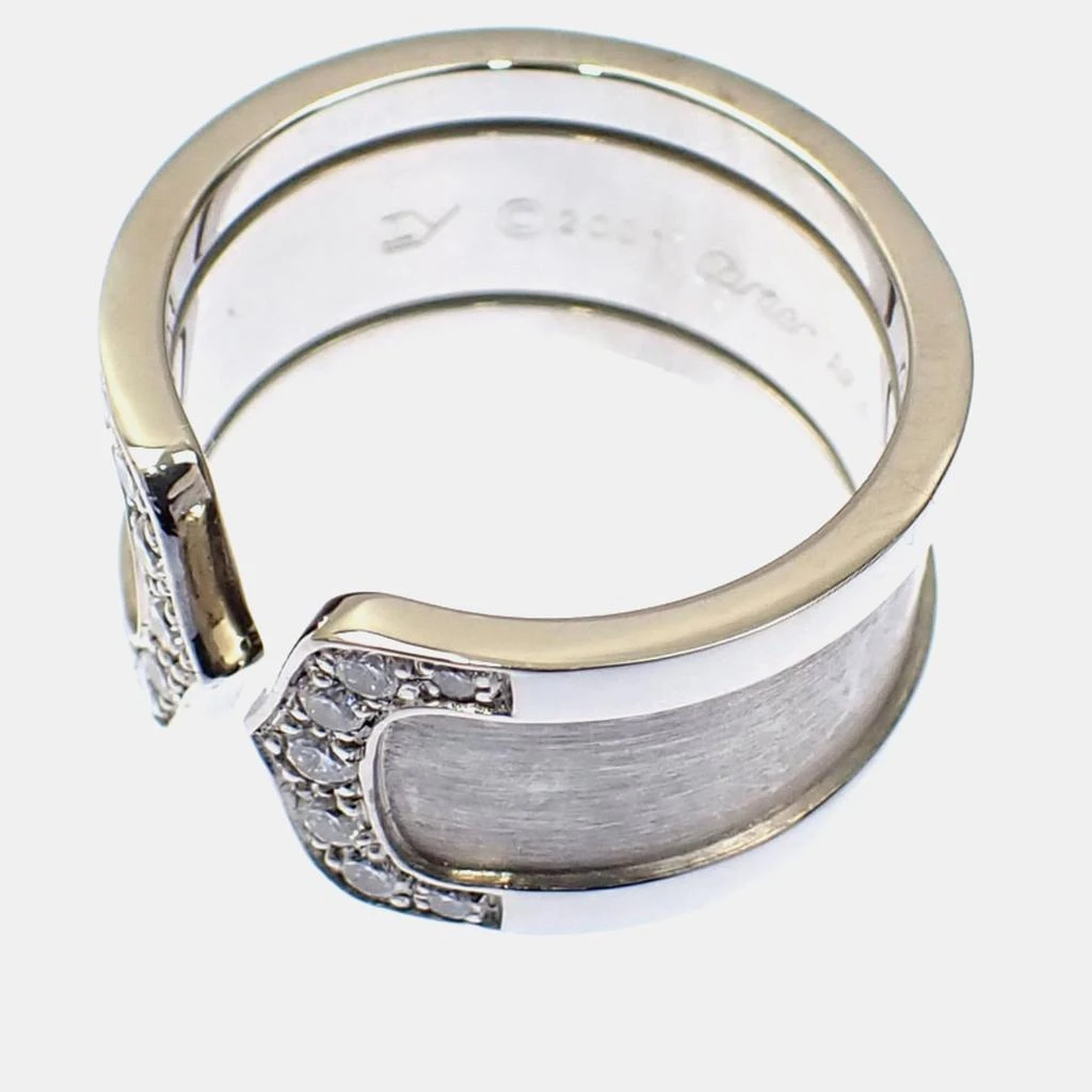 Cartier Cartier 18K White Gold and Diamond Double C Band Ring EU 52 5