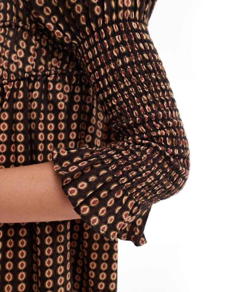 Free People Free People check print tie-detail mini smock dress in black multi 4