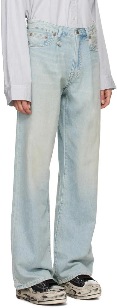 R13 Blue Damon Pleated Wide Leg Jeans 2