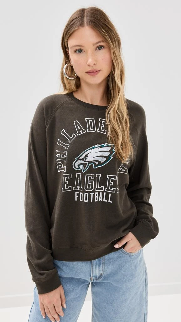 Junk Food Eagles Flocked Raglan Crew Sweatshirt 6