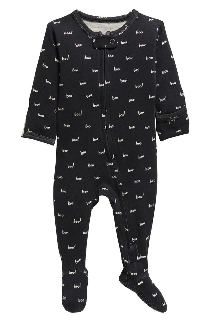 L'ovedbaby Halloween Boo Print Fitted One-Piece Organic Cotton Footie Pajamas 1