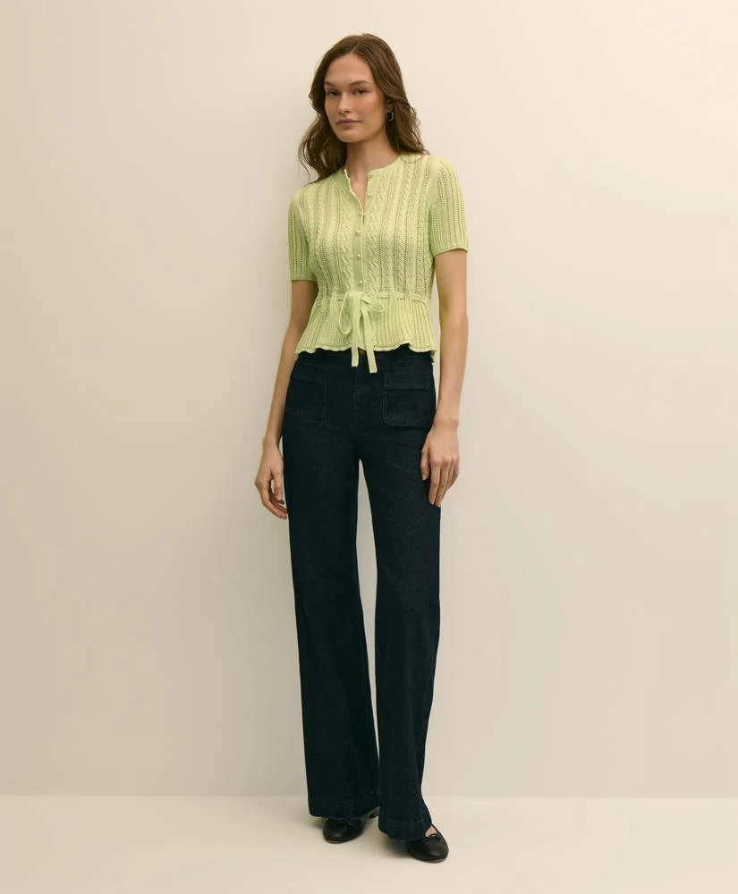 Brooks Brothers Short-Sleeve Pointelle Peplum Cardigan 2