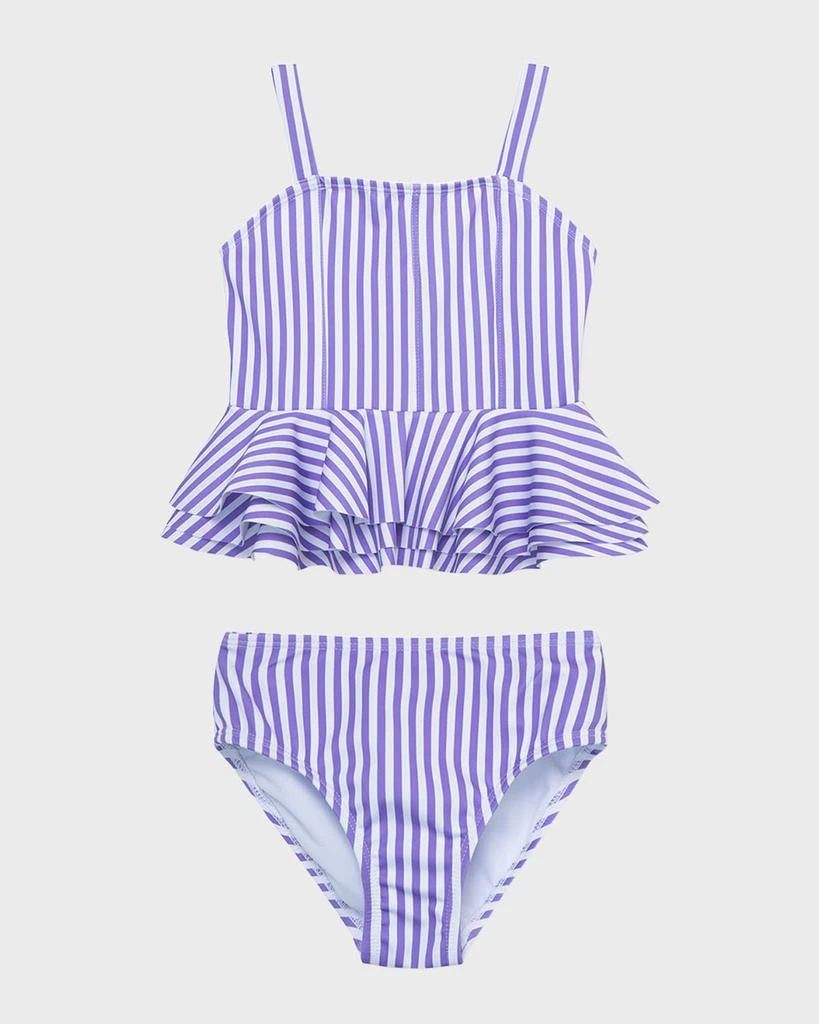Habitual Girl's Fem Fem Striped Two-Piece Swimsuit, Size 2-6 1