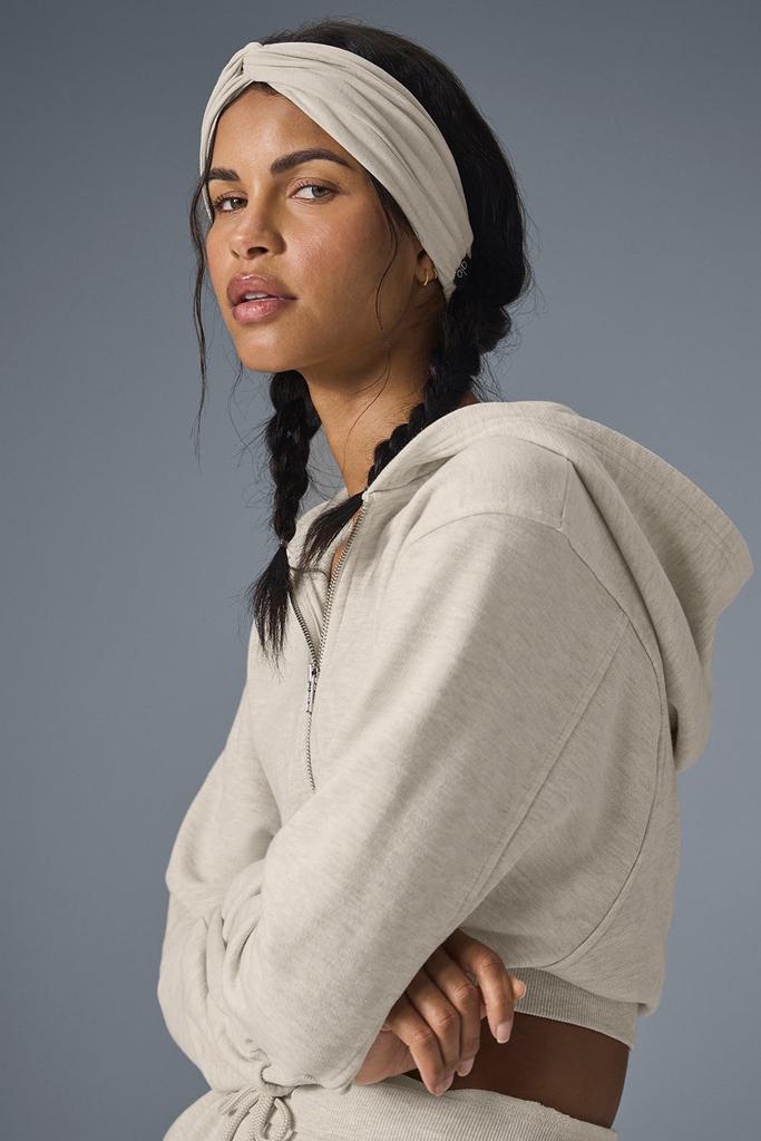 Alo Sweet Escape Zip Up Hoodie - Oatmeal Heather - Hoodies - Free