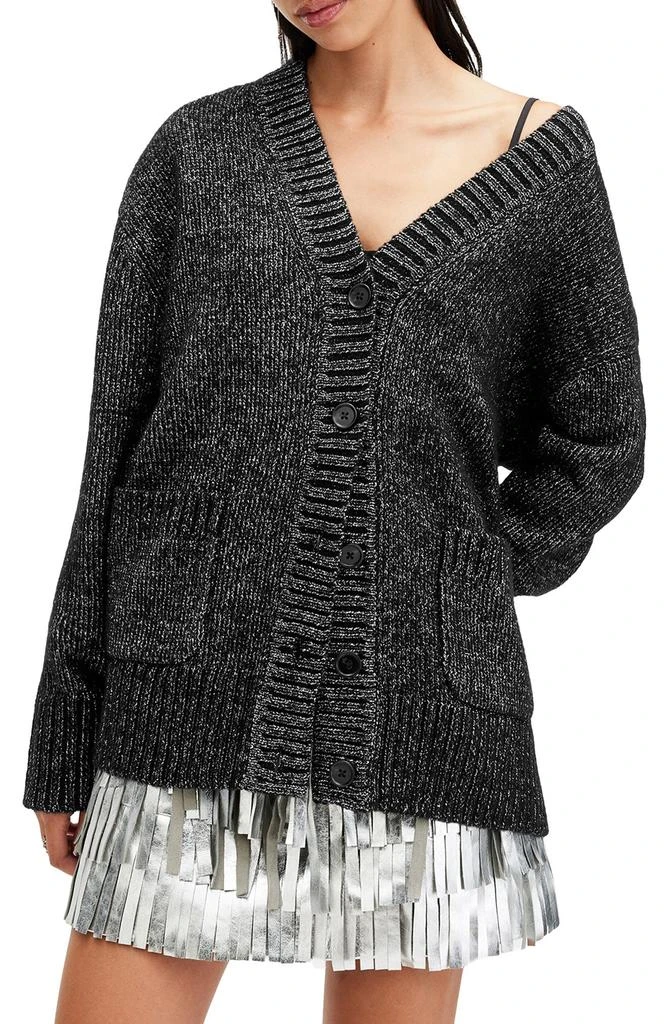 ALL SAINTS Sabrina Metallic Merino Wool Blend Cardigan 1