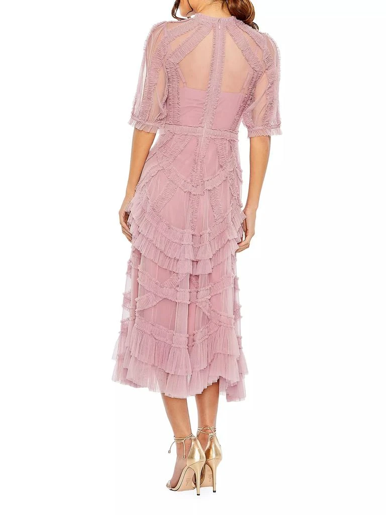 Mac Duggal High-Neck Gathered Tulle Midi-Dress 3