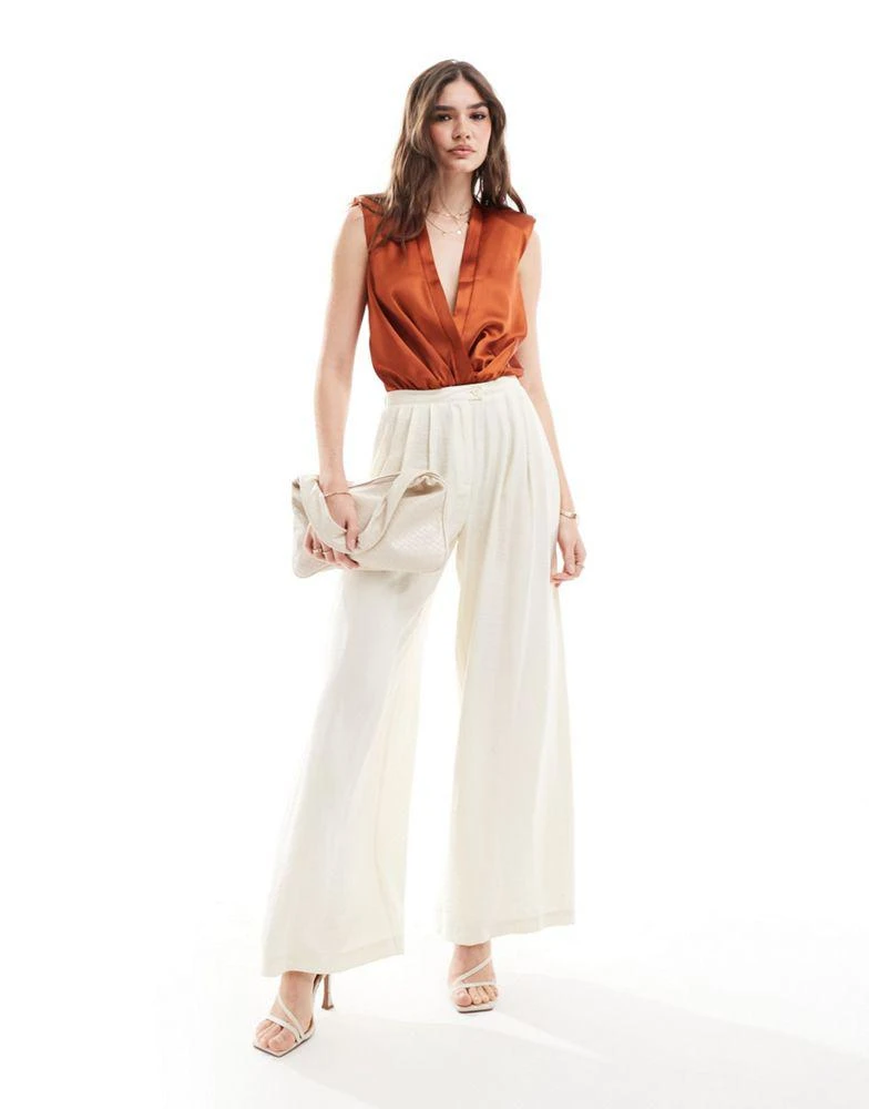 ASOS ASOS DESIGN sleeveless satin plunge bodysuit in rust 4