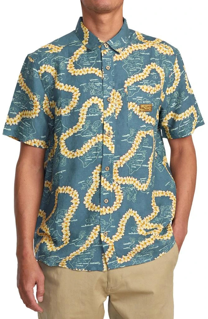 RVCA Exotica Regular Fit Floral Short Sleeve Linen Blend Button-Up Shirt 1