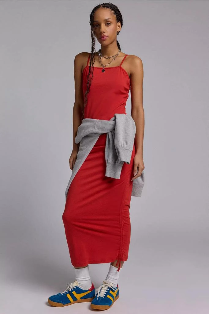 Glamorous Glamorous Tomato Ruched Adjustable Tie Midi Dress 1