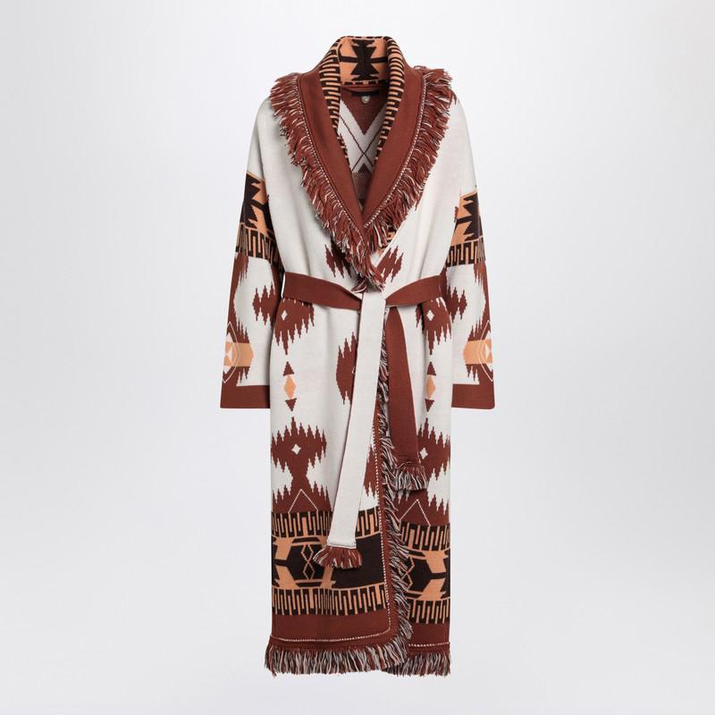 ALANUI Alanui Long Cardigan Icon Jacquard White/Brown