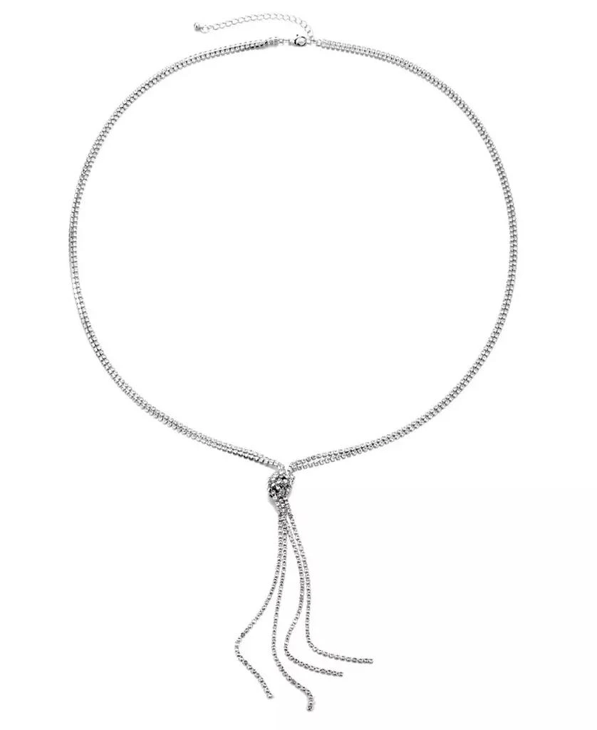 ADORNIA Silver Crystal 32" Tennis Knotted Lariat Necklace 2