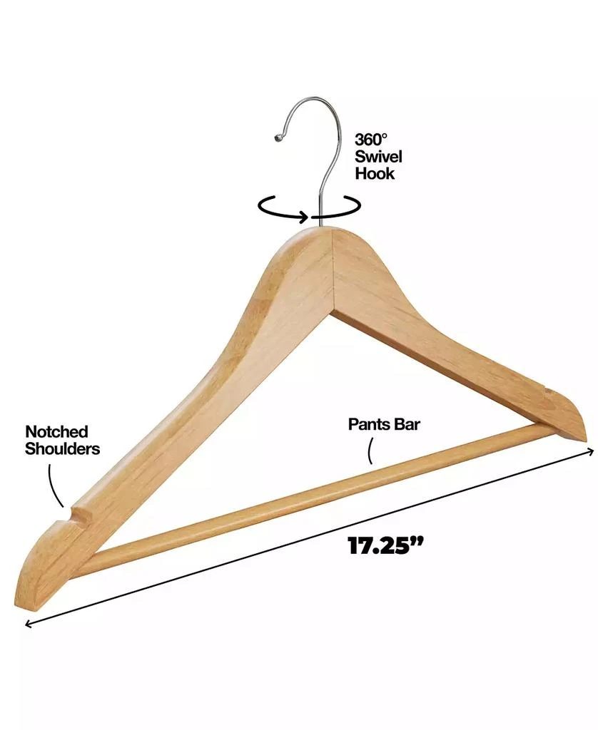 HomeIT 30 Pack Natural Wood Solid Wood Clothes Hangers, Coat Hanger, Wooden Hangers 3