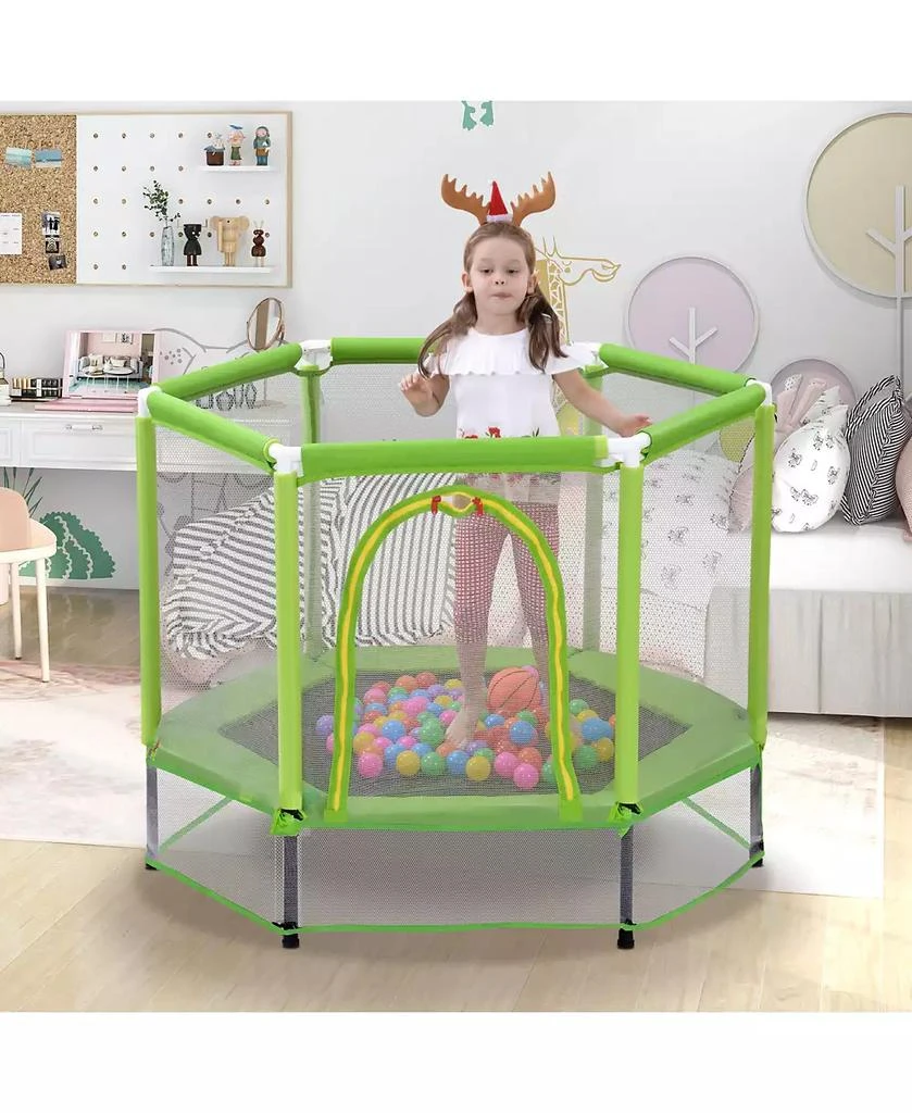 Lovmor 55'' Toddlers Trampoline with Safety Enclosure Net and Balls, Indoor Outdoor Mini Trampoline for Kids 2