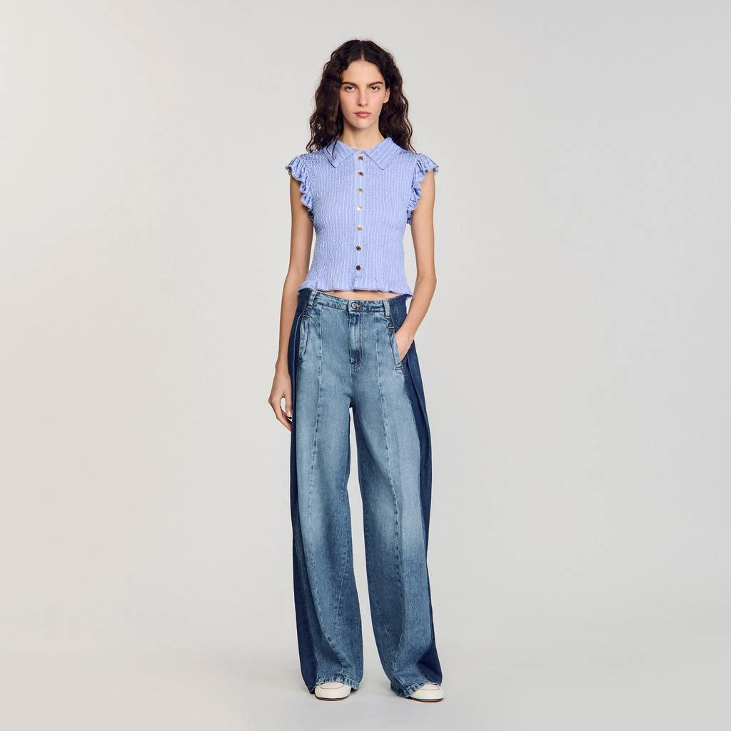 Sandro Striped smocked T-shirt 1