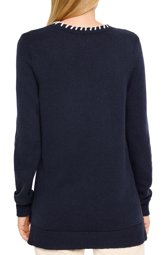NIC+ZOE Blanket Stitch Cotton Blend Sweater