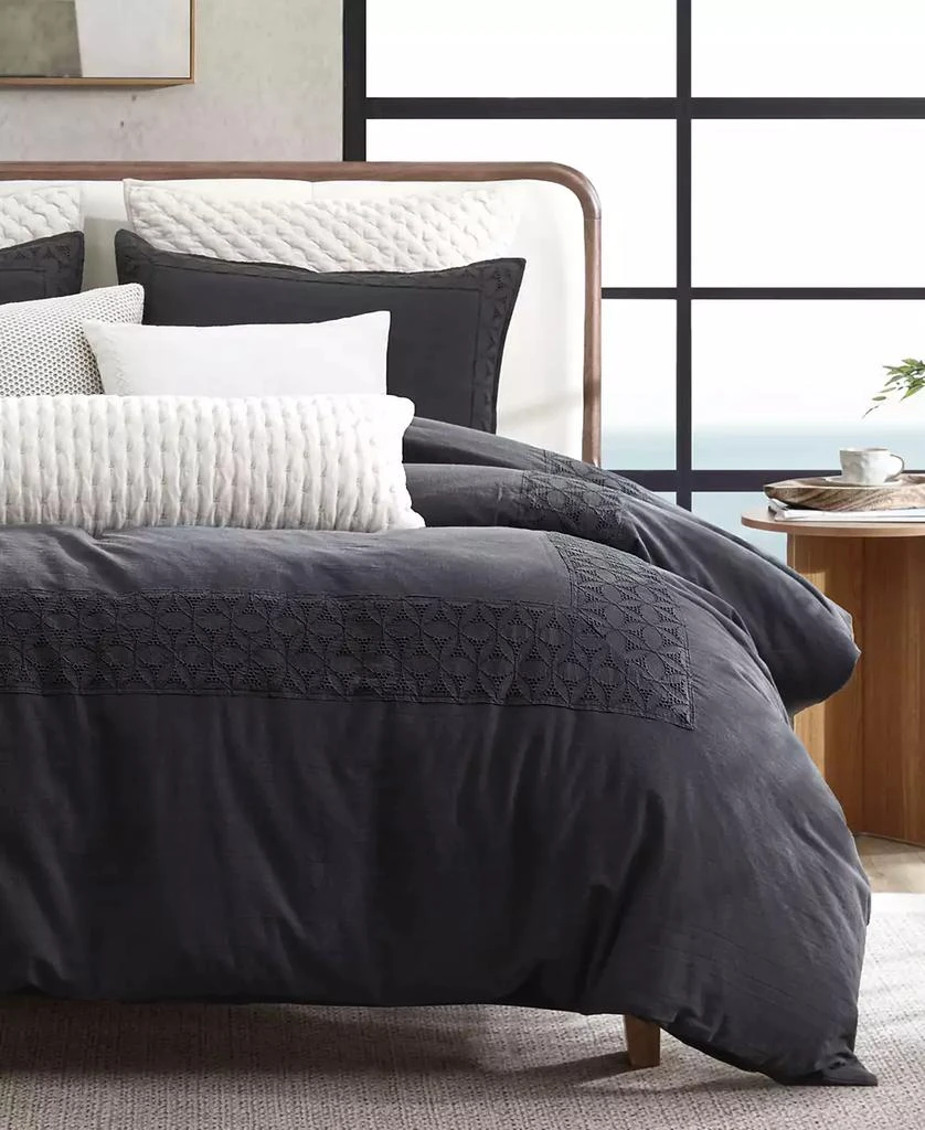 DKNY Pure Hotel Eyelet 3-Pc. Duvet Cover Set 1