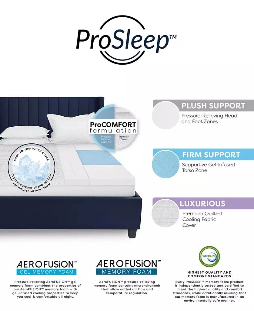 ProSleep 3" Zoned Comfort Memory Foam Mattress Topper with Cooling Cover, California King, Exclusively at Macy’s 3