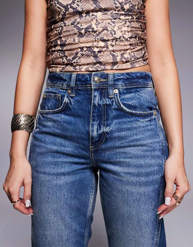 River Island River Island straight jean with turn ups in darkwash blue 5