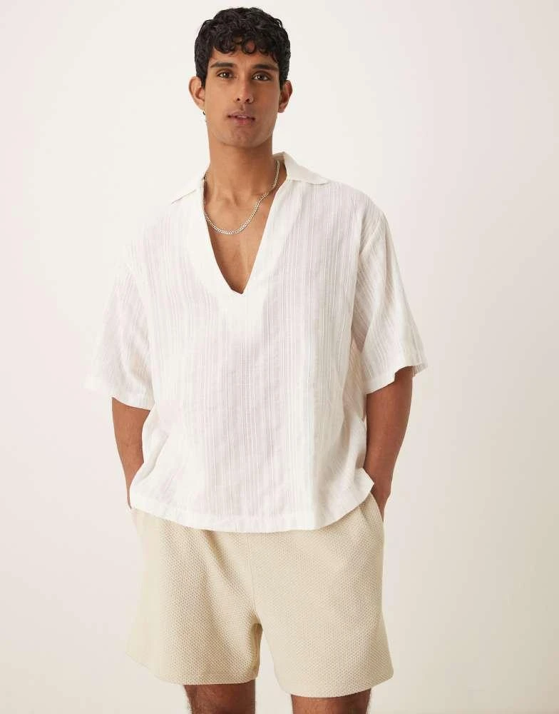 ASOS ASOS DESIGN oversized overhead shirt in light white texture 1