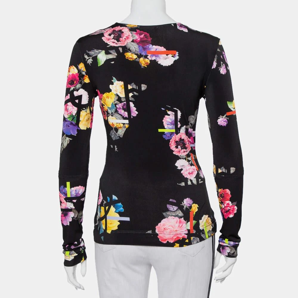 Preen By Thornton Bregazzi Preen by Thornton Bregazzi Black Floral Printed Jersey Cutout Sleeve Detail Top M 3