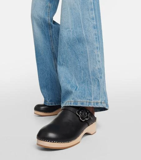 Kenzo Buckle-detail leather clogs 4