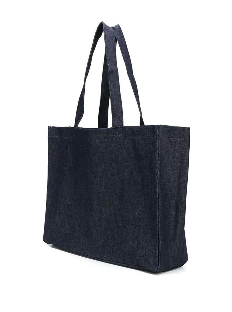 A.P.C. 'Daniela' Blue Tote Bag With Logo Lettering Print On The Front In Denim Woman 2