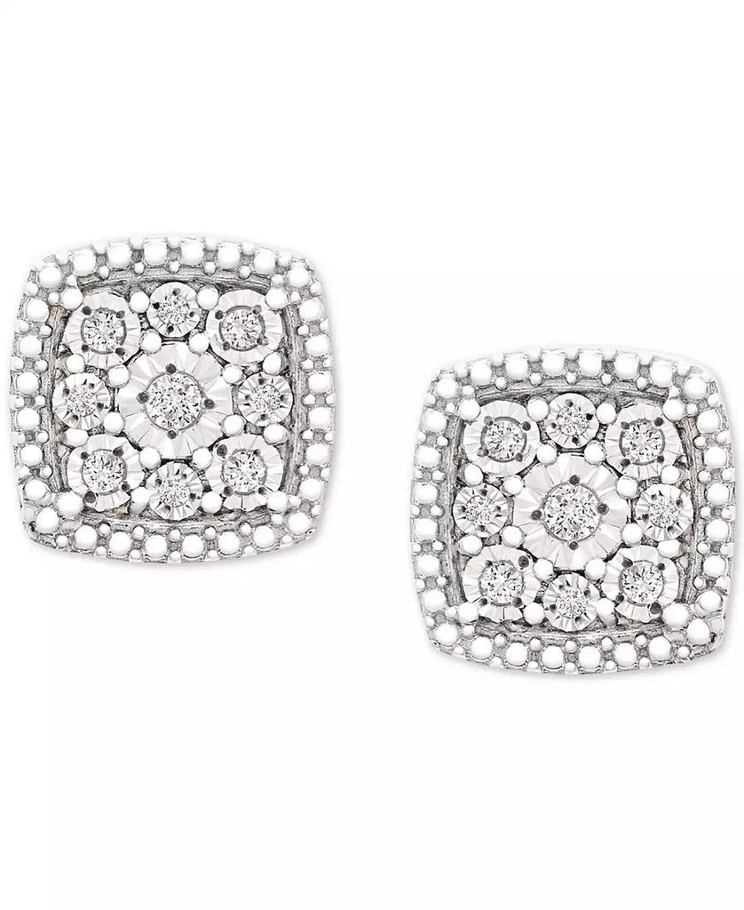 Macy's Diamond Cushion Cluster Stud Earrings (1/10 ct. t.w.) in Sterling Silver 3